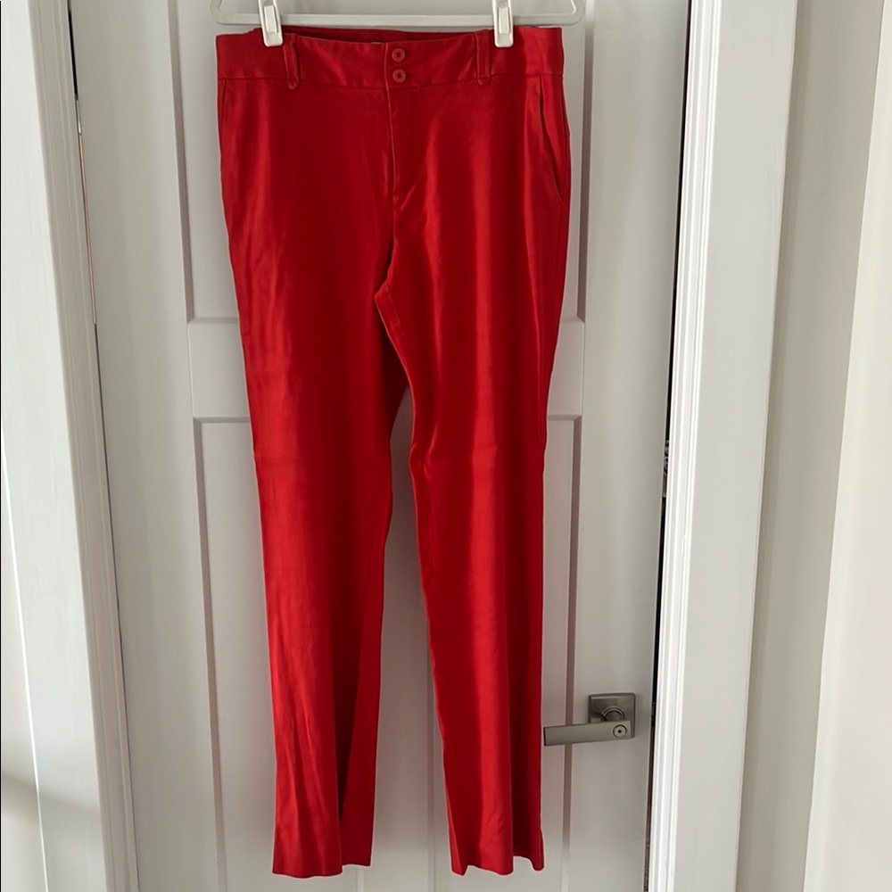 Linen Blend Red Anthropologie Flared Pants